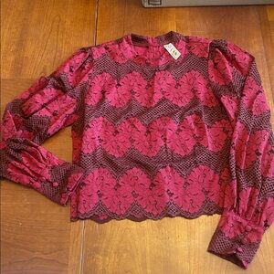 Dolan Left Coast Mock-Neck Lace Blouse size small